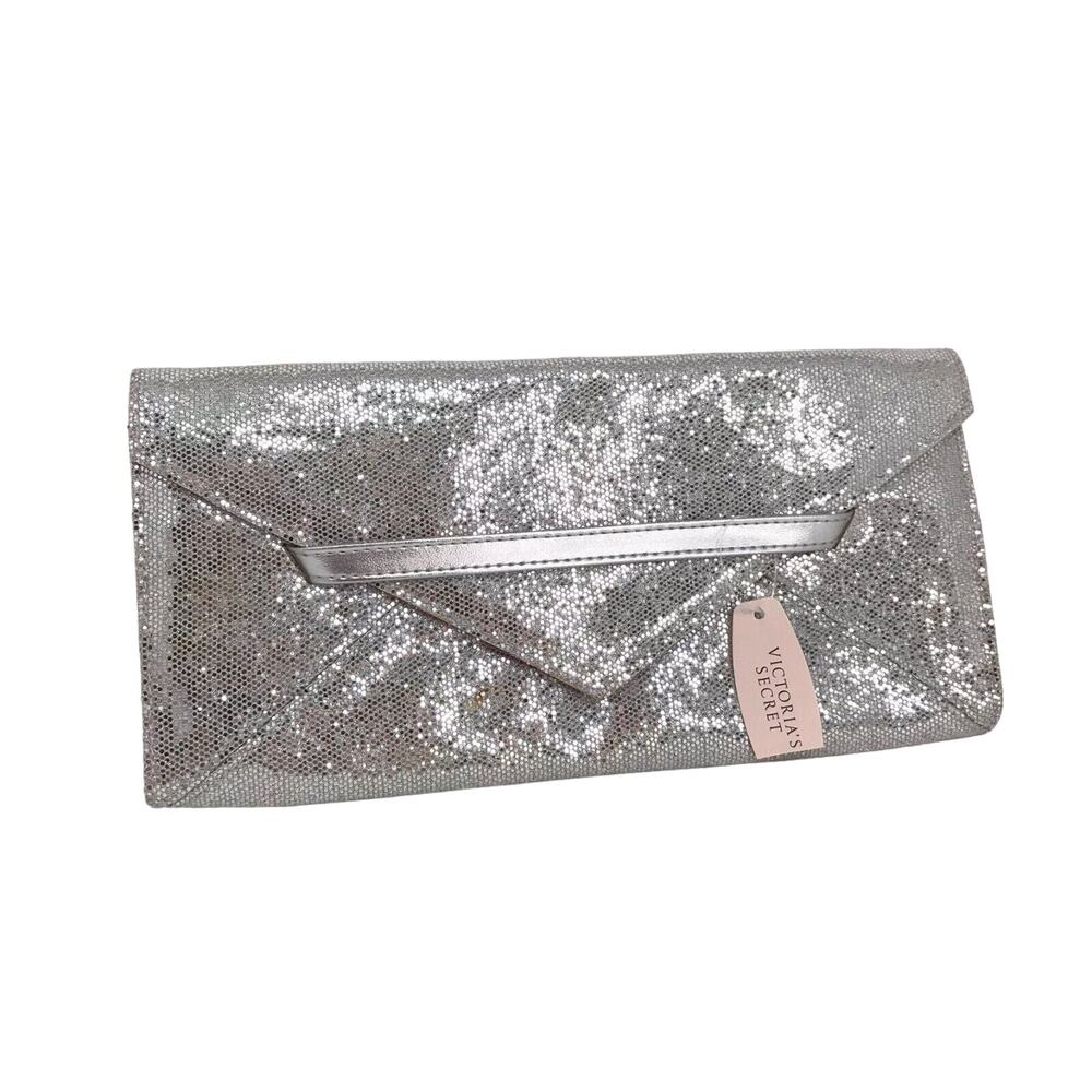 Victoria's Secret Evening Envelope Clutch Purse Silver Sparkly